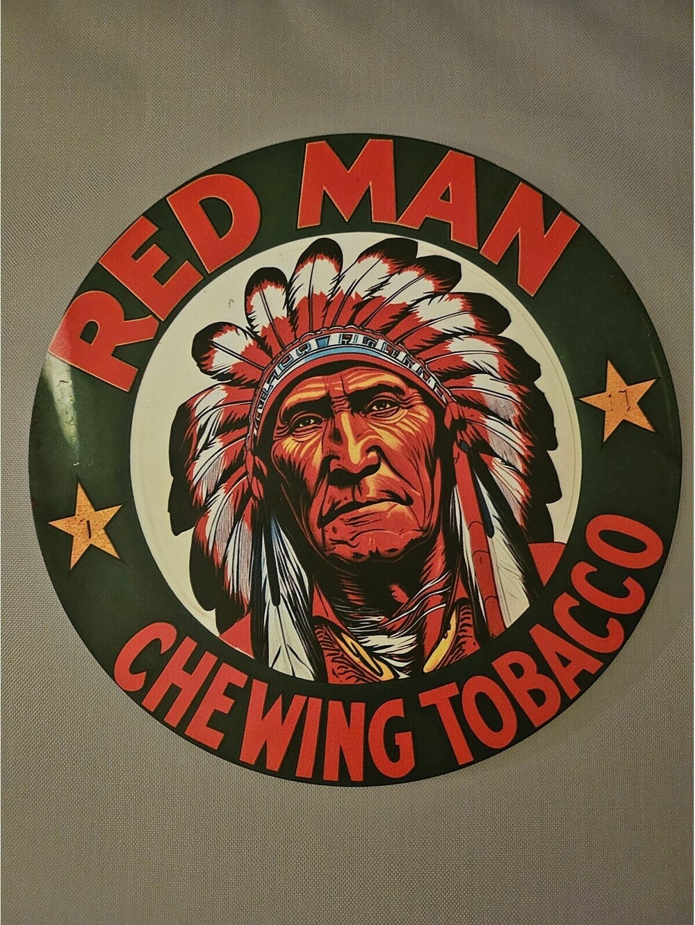 Redman Chewing Tobacco - round Metal Sign 8" - MLB - Man Cave, Bar, Garage NEW